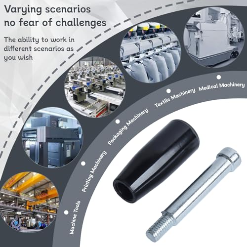 4 Pcs Revolving Handwheel Handle, M6 Male Threaded Stem, Zinc Alloy Steel with Powder Coated Finish, for Milling Machine & Lathe Equipment (Black) - size: M6 x 50mm