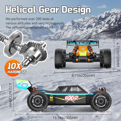 ZD Racing 1:12 Brushless Fast Rc Cars for Adults Fast 42 MPH,Off Road Rc Car 4X4,Remote Control Car for Adults 4WD High Speed Racing RC Buggy with 3S 2200 mAh Truck Suitable for Gifts - color: Green