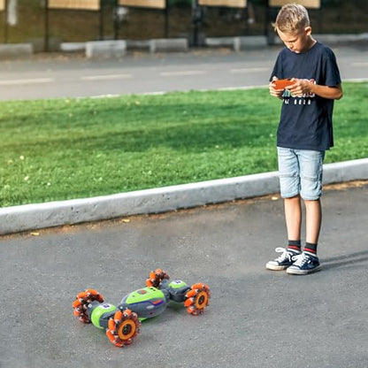 QXHOL Gesture Sensing RC Stunt Car, 4WD Remote Control Cars Toys | 2.4Ghz Hand Control Drift Car with Lights Music for Boys 6-12 Year Old, Best Birthday Gifts for Kids - color: Grey Green