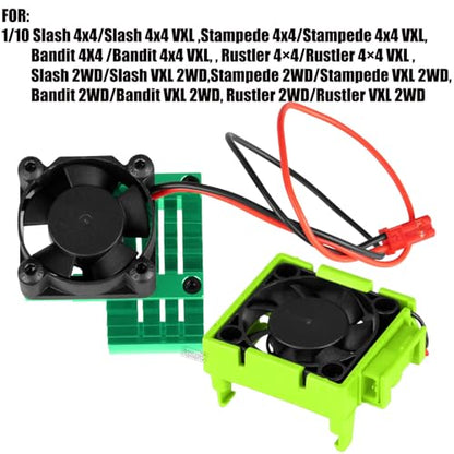 VXL-3s High Velocity Fan Heatsink Set Upgrades Part for 1/10 Slash/Rustler/Stampede VXL 4X4 2WD, ESC Motor Cooling Fan Hops Up,Green - color: Green/(for 2wd 4wd)