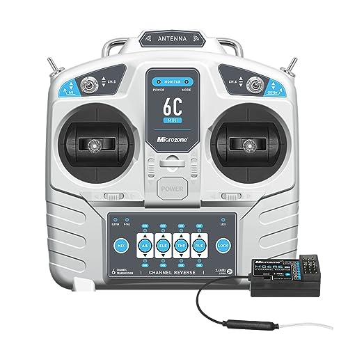 GoolRC Microzone MC6C 2.4GHz 6CH Remote Controller Mode 1 Transmitter and MC6RE Receiver Radio System for RC Airplane Drone Multirotor Helicopter Car Boat 6CH Receiver