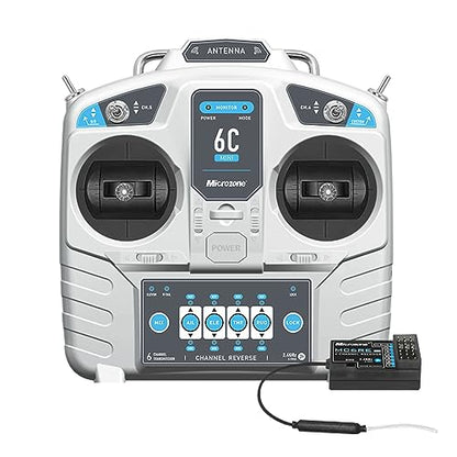 GoolRC Microzone MC6C 2.4GHz 6CH Remote Controller Mode 1 Transmitter and MC6RE Receiver Radio System for RC Airplane Drone Multirotor Helicopter Car Boat 6CH Receiver