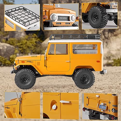 BEEZRC FMS 1/10 RC Crawler FJ40 Toyota Licensed 4WD 2.4G Model Car Hobby 4x4 Rock Crawler Offroad Truck Remote Control Car with Transmitter for Adults (Yellow) FMS11035RSYL - color: Yellow