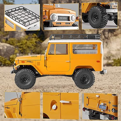 BEEZRC FMS 1/10 RC Crawler FJ40 Toyota Licensed 4WD 2.4G Model Car Hobby 4x4 Rock Crawler Offroad Truck Remote Control Car with Transmitter for Adults (Yellow) FMS11035RSYL - color: Yellow