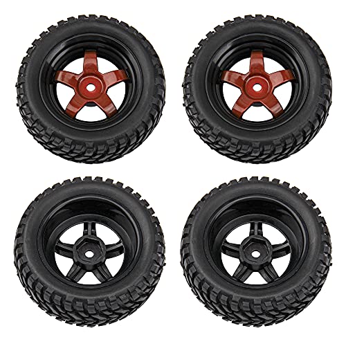 12mm Hex Hub 75mm/2.95'' Rubber Tires & Plastic Wheel Rims with Foam Compatible with HSP Tamiya HPI Kyosho 1/10 On-Road Touring Car,WLtoys 1/14 144001 RC Buggy (5-Spoke) - style: 5-Spoke