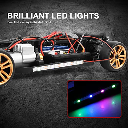 GoolRC RC Drift Car, 1:18 Scale 2.4GHz 4WD 30KM/H High Speed Remote Control Racing Car with LED Light Strip and 2 Batteries for Adults - size: 2 Batteries