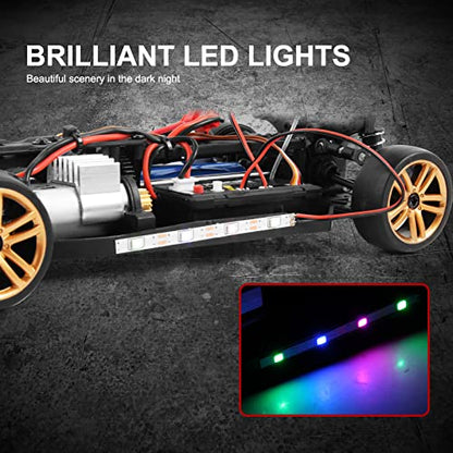 GoolRC RC Drift Car, 1:18 Scale 2.4GHz 4WD 30KM/H High Speed Remote Control Racing Car with LED Light Strip and 2 Batteries for Adults - size: 2 Batteries