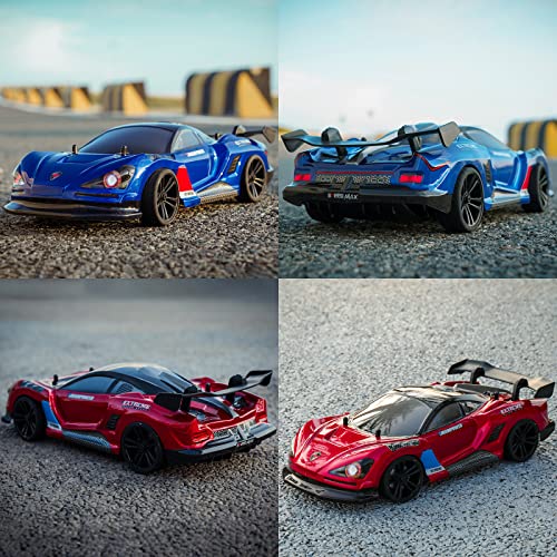 RC Drift Car, 1/16 Drifting RC Cars High Speed Fast 4WD Remote Control Car Rechargeable Racing Cars 2.4Ghz with Two Batteries LED Lights Racing for Kids and Adults - color: 2.red