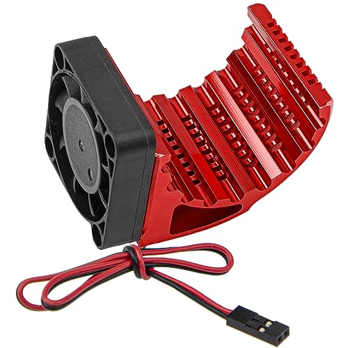 Universal 42mm Aluminum Heat Sink Heatsink with 5V Cooling Fan for 1/8 RC Car 4068 4076 4274 7282 1515 Brushless Engine Motor (Red) - color: Red