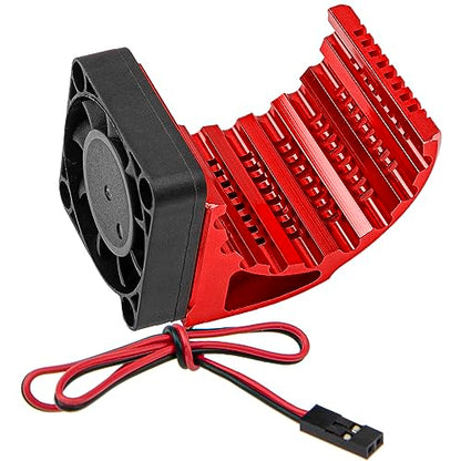 Universal 42mm Aluminum Heat Sink Heatsink with 5V Cooling Fan for 1/8 RC Car 4068 4076 4274 7282 1515 Brushless Engine Motor (Red) - color: Red