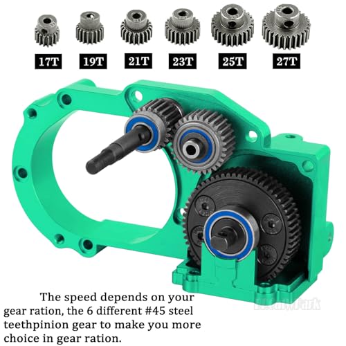 RC Transmission Case Gearbox w/Spur Gear Upgrades Part for 1/10 Slash/Rustler/Stampede/Bandit 2WD (VXL) Drag Slash/Bigfoot,BRCatWPark Aluminum Gearbox Hops Up,Replace #9495,Green