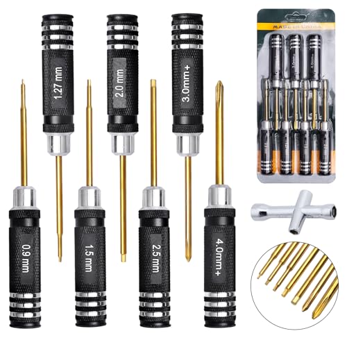 RC Tool Kit Set Hex Driver 0.9mm 1.27mm 1.5mm 2mm 2.5mm & Phillips Head Screwdriver 3mm 4mm for Traxxas Axial SCX24 Redcat WLtoys 1/16 1/18 1/24 RC Truck Crawler