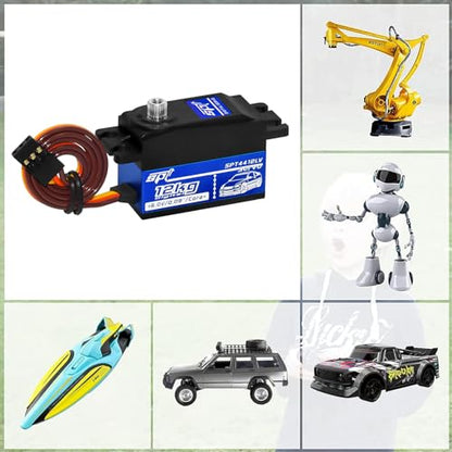 12kg Low Profile Servo RC Digital Servo High Torque Full Metal Gear & Steering Servo Arm for 1/10 RC Car Tamiya Kyosho On-Road Touring Drift Car - size: 12KG Low Profile Servo