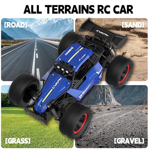 1/16 Scale Remote Control Monster Truck, 20 + km/h Outdoor 2WD Off Road Hobby RC Truck With LED light & rechargeable battery, All Terrain Fast RC Car Toy, Ideal Gift for Kids Boys & Girls Age 6-12 - color: Blue
