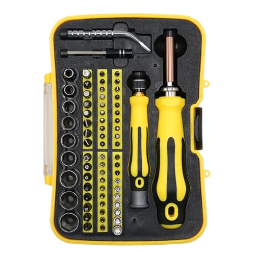 70-in-1 Screwdriver Bit Set - Magnetic Precision Bits for Electronics, Furniture & Auto Repair, CR-V Steel with Portable Case (1/4" Hex Shank with 2 Handle)
