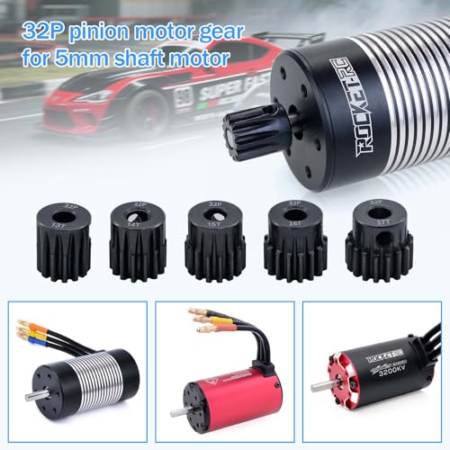 32P Metal Steel Gear Set 5mm Hole 13T 14T 15T 16T 17T Gear with Hex Key Screwdriver Hardened Motor Pinion Gear for Traxxas Arrma HSP HPI AXIAL Tamiya Losi 1/8 RC Car(5Pack) - size: 13T 14T 15T 16T 17T