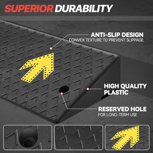 Rubber Curb Ramp 5.5" Rise Height, Arrow Patterned Sidewalk Curb Ramp for Forklift Truck Bus Car SUV, Driveway Curb Ramps for Low Profile Car, Threshold Bridge Ramp for Warehouse Garage - size: 5.5" Rise Arrow