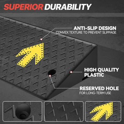 Rubber Curb Ramp 5.5" Rise Height, Arrow Patterned Sidewalk Curb Ramp for Forklift Truck Bus Car SUV, Driveway Curb Ramps for Low Profile Car, Threshold Bridge Ramp for Warehouse Garage - size: 5.5" Rise Arrow