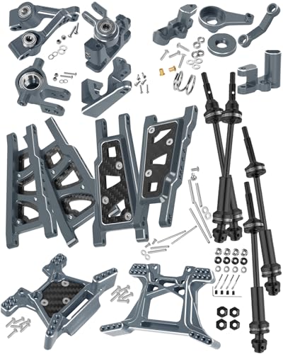 RC Upgrades Part for 1/10 Rustler 4x4 4WD（#67164-4）,Driveshaft,Suspension Arms,Steering Blocks,Caster Block,Rear Stub Axle Carriers,Shock Towers,Steering Block,Titanium - color: Titanium(1set)