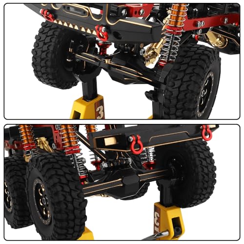 TRX-4M 6x6 RC Chassis Frame with Axles Transmission Wheels Skid Plate DIY for TRX4M 1/18 RC Crawler Metal Upgarde Parts (red) - color: Red