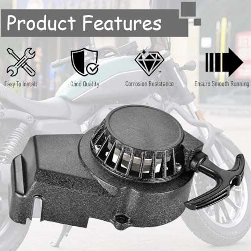 Motorcycle Recoil Pull Starter, Motorbike Engine Pull Start Recoil Starter Ignition Coil, Compatible with 47cc 49cc 50cc 2 Stroke Engines SX50 KT50 Mini Dirt Bike Quad ATV