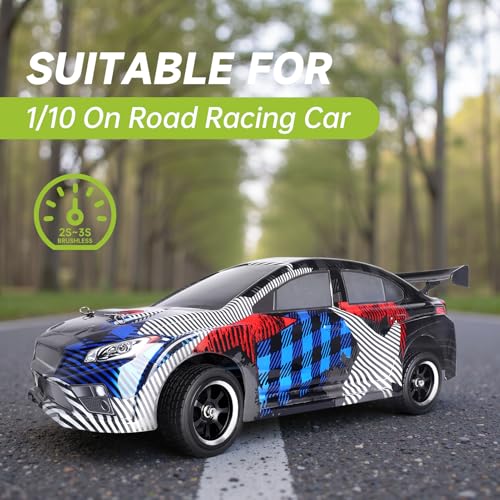 Preglued 2.64" OD Aluminum Metal 12mm Hex Wheels and Tires Set for 1/10 On-Road Racing RC Touring Cars Drift, Compatible with Traxxas 4Tec 2.0/3.0, Tamiya TT01 TT02, HPI RS4, Redcat(Color D) - color: Color D