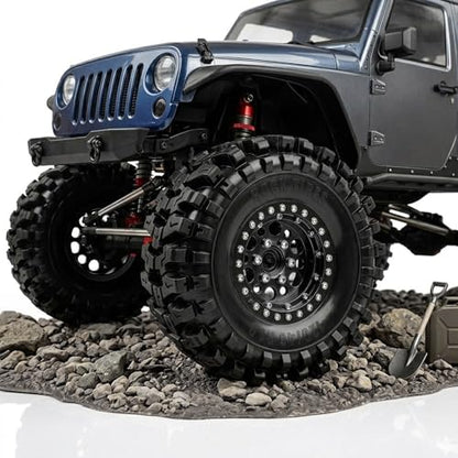 1/10 RC Crawler Tires and Wheels, 1.9" 120mm Rubber Rock Crawler Tires with Beadlock Rims, 4PCS RC Tires for Axial SCX10 TRX-4 1/10 Scale RC Off-Road Trucks (Black) - color: Black