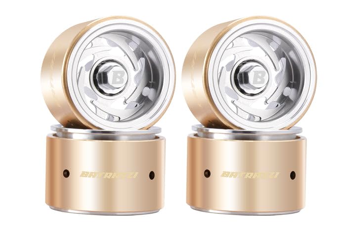 RC Crawlers Truck Upgrade Parts for 1/18 1/24 Scale&FMS FCX18 FCX24 : 1.0” Stellar Racing Beadlock Wheels (4pcs) Silver - color: Silver