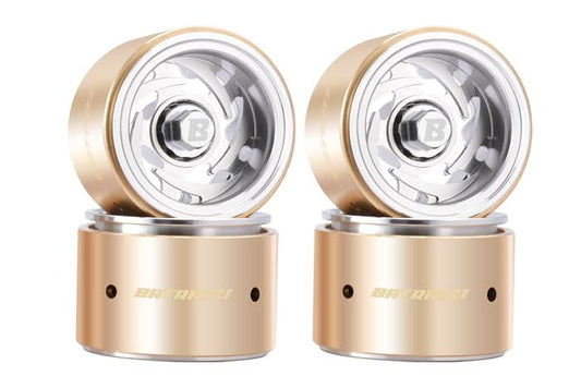 RC Crawlers Truck Upgrade Parts for 1/18 1/24 Scale&FMS FCX18 FCX24 : 1.0” Stellar Racing Beadlock Wheels (4pcs) Silver - color: Silver