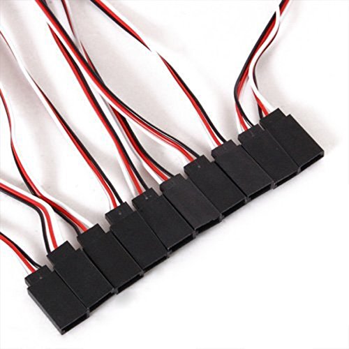 10Pcs 3 Terminal Male to Female Servo Extension Lead Wire Cable 300mm Red White Black for RC Airplane (10Pcs) - color: 10pcs, size: 300mm