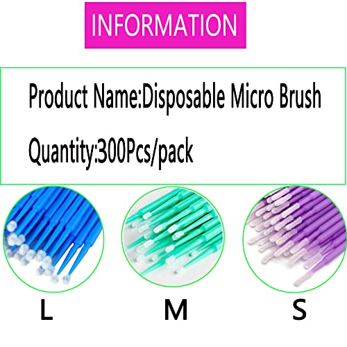300 Pcs Repair Paint Brushes，Touch Up Paint Brushes, for Automotive Paint chip Repair, Clearance Cleaning, Available in 2.5 mm,2.0mm and 1.5 mm(L:2.5mm,Blue/M:2.0mm,Green/S:1.5mm, Purple)