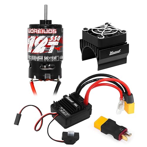 550 Brushed Motor 12T & 80A ESC Brushed Motor ESC & Heatsink Combo for 1/10 RC Truck Car Slash Arrma Granite Senton Typhon Redcat Axial HPI - size: 12T Motor&80A ESC&Heatsink Combo