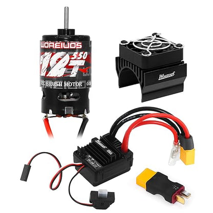 550 Brushed Motor 12T & 80A ESC Brushed Motor ESC & Heatsink Combo for 1/10 RC Truck Car Slash Arrma Granite Senton Typhon Redcat Axial HPI - size: 12T Motor&80A ESC&Heatsink Combo