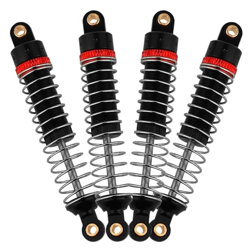 4PCS 53mm/59mm/66mm Aluminum Shocks Absorbers Oil Threaded Damper for 1/18 RC Crawler TRX4M TRX-4M Bronco Defender K10 Upgrade Parts,Silver Color Spring (66mm bllack) - color: 66mm bllack
