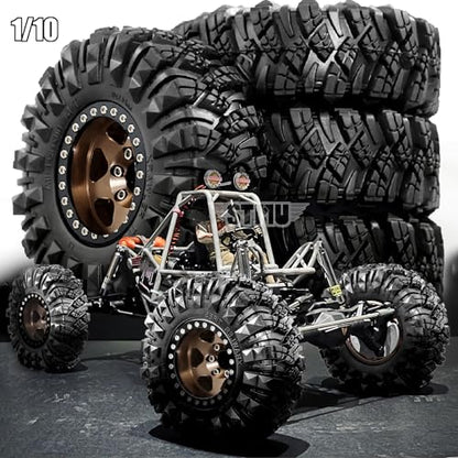 STMU Negative Offset 10.4mm 1.9 Beadlock Wheel Rims Aluminum and 1.9 RC Crawler Tires 4.33 Inch OD Foam Inserts for Traxxas TRX4 Axial SCX10 SCX10 II III RBX10 Redcat Gen 8 (Brown) - color: Brown