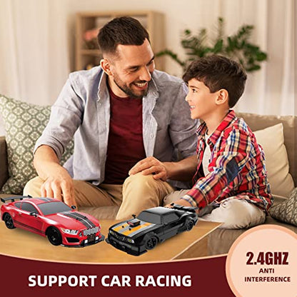 RC Drift Car 2.4GHz 1:16 Scale 4WD High Speed Remote Control Cars Vehicle with LED Lights Two Batteries and Drifting Tires Racing Sport Toy Cars for Adults Boys Girls Kids - color: Red