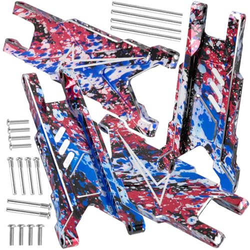RC Aluminum Suspension A-Arms Upgrades Part for 1/10 Slash Rustler Stampede 4X4 VXL BL-2s,Hoss 4WD VXL,XO-1,Alloy Front Rear RC Suspension Arms Hops up,Colorful - color: Colorful - (Suspension Arms)