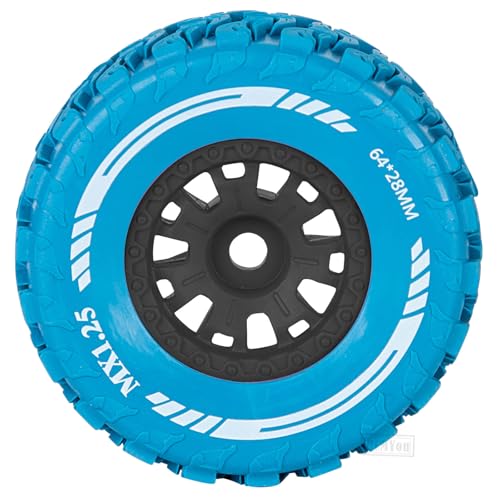 RC MX1.25 RC Truck Wheel Tires for Traxx as/Mojave GROM 223S 4x4 RTR,14301 14302 14303,Tamiya Kyosho HPI 1/14-1/18 Scale On/Off Road,RC Monster Truck Car Wheels,Black-Navy Blue - color: Black-navy Blue(rc Wheels Tires)