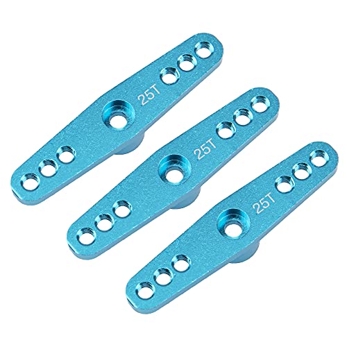 3Pack ShareGoo Aluminum Alloy 25T Servo Horn Double Arm Steering Arms Compatible with Futaba Savox Power HD HSP MG995 Servos Motor 1/8 1/10 RC Car Buggies (Blue) - color: Blue