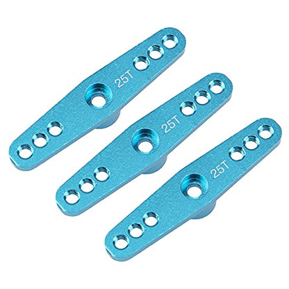 3Pack ShareGoo Aluminum Alloy 25T Servo Horn Double Arm Steering Arms Compatible with Futaba Savox Power HD HSP MG995 Servos Motor 1/8 1/10 RC Car Buggies (Blue) - color: Blue