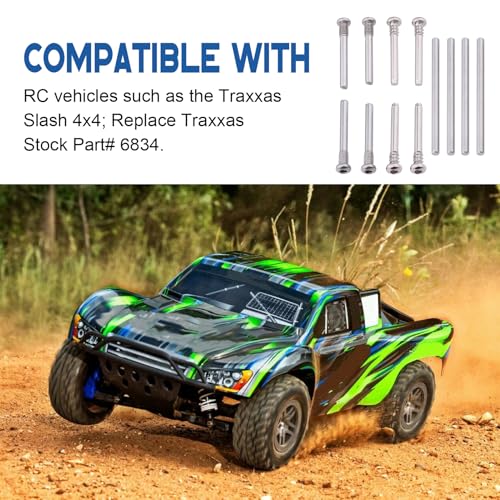 HobbyPark Complete Suspension Pin Set Screw Pins for 1/10 Traxxas Slash 4x4 Short Course Truck RC Car, Replacement of Parts 6834 (12-Pack)