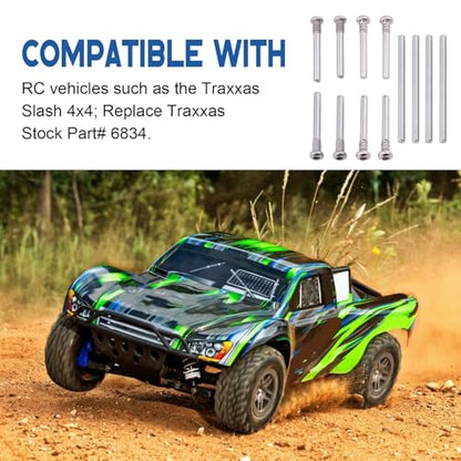 HobbyPark Complete Suspension Pin Set Screw Pins for 1/10 Traxxas Slash 4x4 Short Course Truck RC Car, Replacement of Parts 6834 (12-Pack)