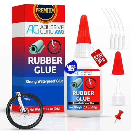 Adhesive Guru Rubber Glue (0.7 oz) - Heavy Duty Super Glue for Rubber, rc Tires, Shoes, Soles, Seals, Gaskets & DIY Fast-Bonding & Weatherproof Glue for Automotive & Crafts - 1 Pack - size: 1 Pack, style: Rubber Glue