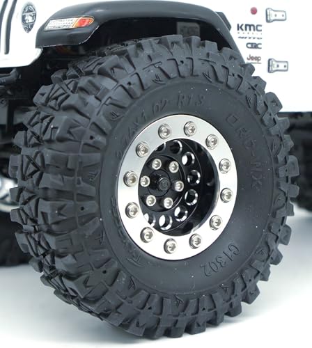 1.3 Beadlock Wheels & Brass Ring Weight 46.5g Adjustable Offset-3mm 1.3 Wheels Hex 7mm for 1/18 1/24 RC Crawlers Upgrade 4Pc YK (Black Silver) - color: Black Silver