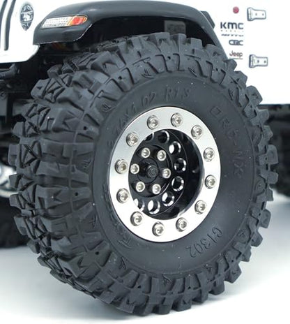 1.3 Beadlock Wheels & Brass Ring Weight 46.5g Adjustable Offset-3mm 1.3 Wheels Hex 7mm for 1/18 1/24 RC Crawlers Upgrade 4Pc YK (Black Silver) - color: Black Silver