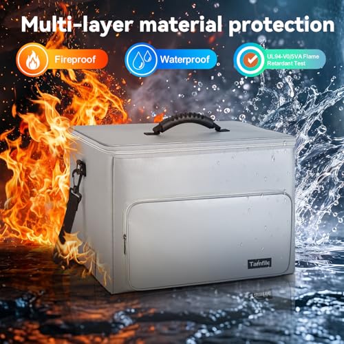 Tamfile Fireproof Lipo Battery Bag with 4200°F Heat Insulated, Large Silver | Heat Resistant, Large Capacity, Lithium Batteries Storage, RC Drone LiPo Battery Storage, Transport and Charging Protection - color: Large Silver