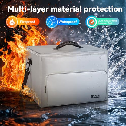 Tamfile Fireproof Lipo Battery Bag with 4200°F Heat Insulated, Large Silver | Heat Resistant, Large Capacity, Lithium Batteries Storage, RC Drone LiPo Battery Storage, Transport and Charging Protection - color: Large Silver