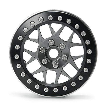 2.2inch Beadlock Wheels Rims 35mm for 1/10th Scale RC Rock Crawler Model Car -Pack of 4 (Titanium color) - color: Titanium