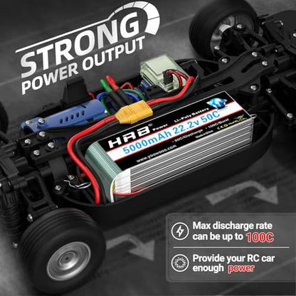 HRB 6S 5000mAh 22.2V 50C Lipo Battery XT90 Plug RC Lipo Battery Compatible with RC Quadcopter Helicopter Airplane Car Boat Truck
