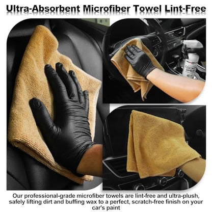 10PCS Car Cleaning Kit, Car Detailing Kit Interior Cleaner, Long Bristle Horse Hair Leather Cleaning Brush, Car Detailing Brushes, Microfiber Cloth & Applicator, Car Cleaning Supplies for Interior